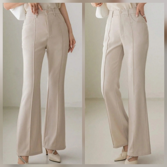 SHEIN Pants - SHEIN | Cream Women's Flared Pants